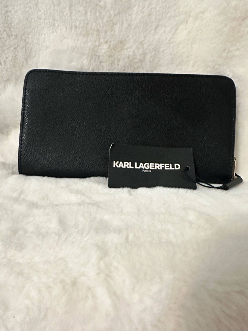 Karl Lagerfeld Black Wallet with Gold Logo and Silver Icon Charm - Picture 4 of 6